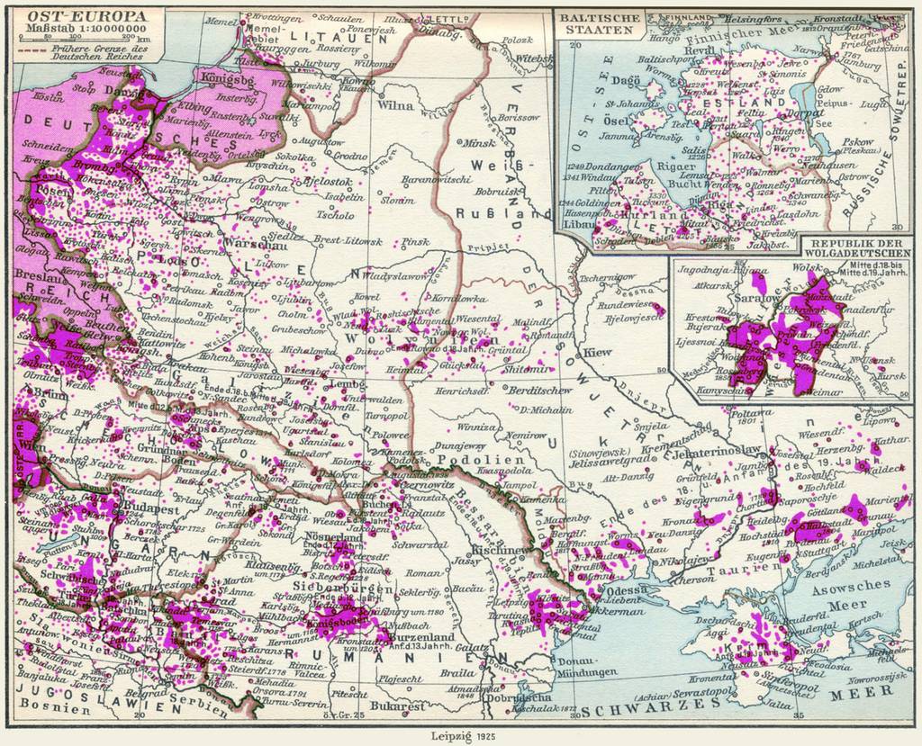 German minorities in Eastern Europe 1925, since a german map
