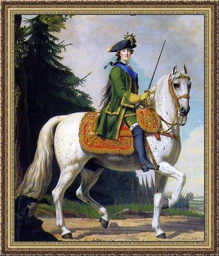 Equestrian portrait of Catherine II of Russia (1729-1796) - Catherine II of Russia in Life Guard Uniform on the Horse Brillante, by Vigilius Eriksen Description, 1762
