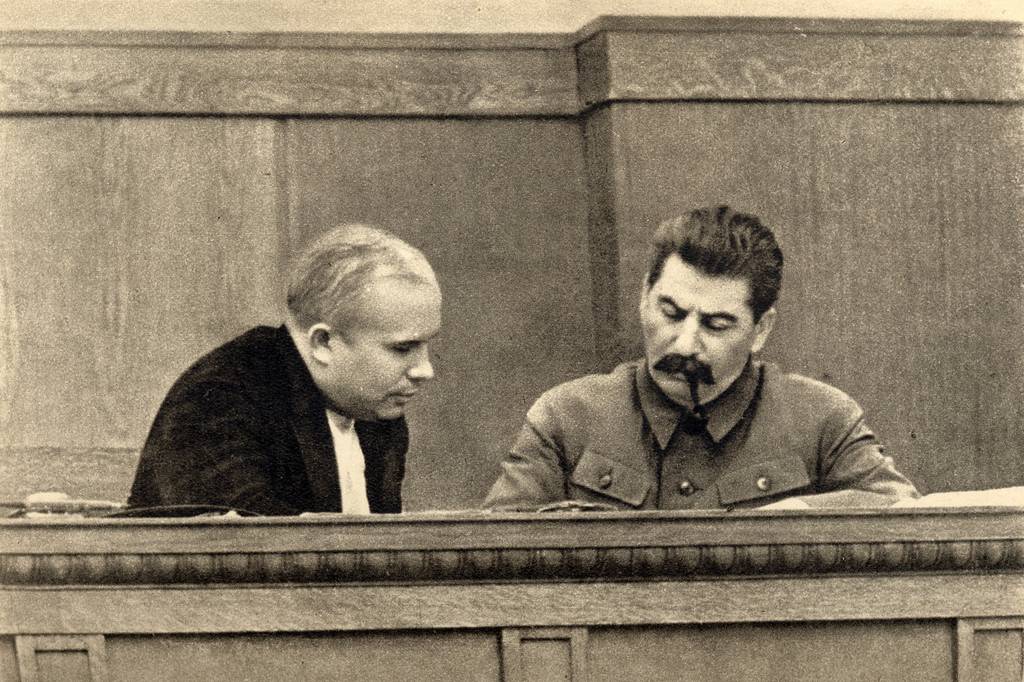Joseph Stalin and Nikita Khrushchev, January 1936.
