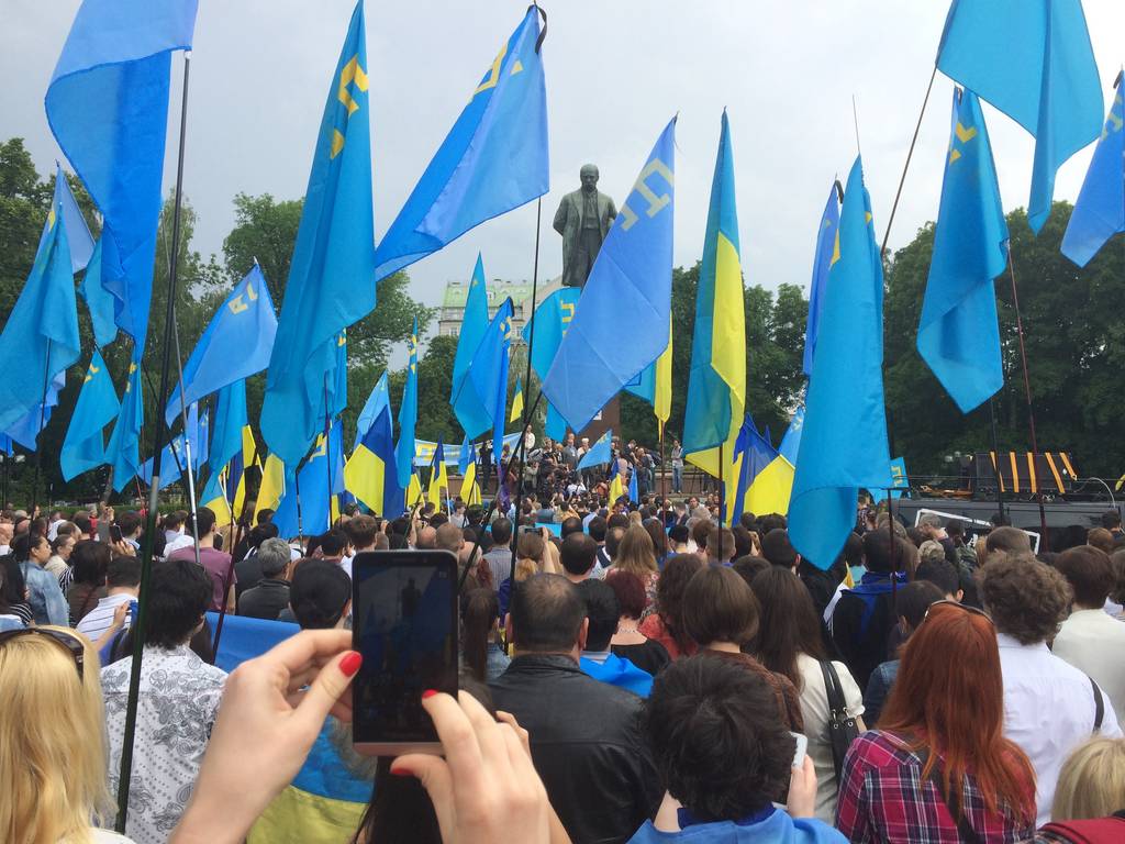 Rally in Taras Shevchenko Park in Kyiv, Ukraine Commemorating Deportation of Crimean Tatars. May 18, 2014